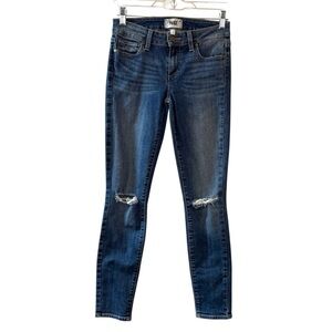 PAIGE Women's Skinny Jeans - Dark Blue with Knee Rips